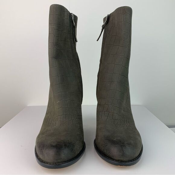 Sam Edelman Women’s Gray Leather Crocodile effect Reyes heeled ankle boots 6.5 - Picture 5 of 15